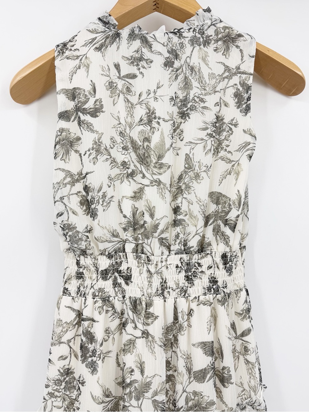 Express Floral Toile Tiered Maxi Dress Cream Gray Sleeveless Cottagecore XS - Picture 9 of 13